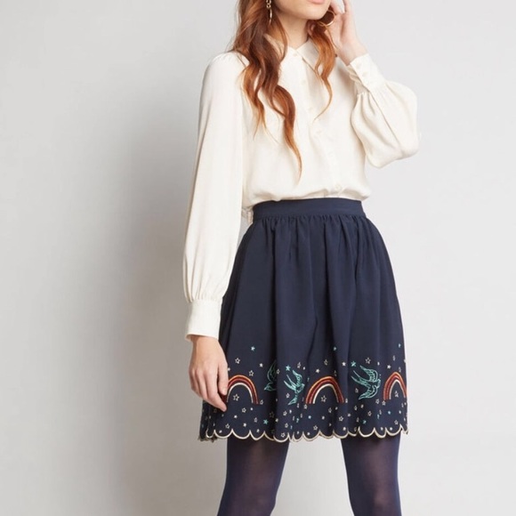 Modcloth Dresses & Skirts - ModCloth Treasured Reveries Embroidered Skirt M